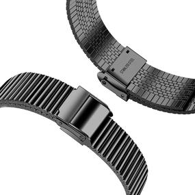 img 3 attached to 🔒 Joyozy Stainless Steel Metal Bands for Fitbit Versa 3/Fitbit Sense - Women Men Wristbands with Double Insurance Buckle (Black)