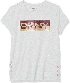 img 3 attached to DKNY Girls Coral Blush T-Shirt for Girls' Clothing