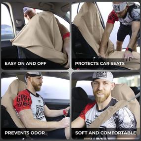 img 3 attached to Waterproof SeatShield EliteSport Seat Protector (Tan) - Premium Non-Slip Removable Car Seat Cover - Odor-Proof, Guards Leather or Fabric from Sweat, Food, Pets - USA Patented