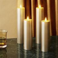 🕯️ enhance your space with gold flameless pillar candles: remote control, 2 inch diameter, 4-pack, flickering realistic 3d infinity wick flames, real wax, battery operated логотип