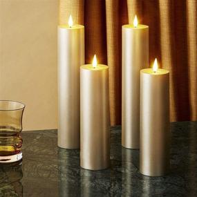 img 4 attached to 🕯️ Enhance Your Space with Gold Flameless Pillar Candles: Remote Control, 2 Inch Diameter, 4-Pack, Flickering Realistic 3D Infinity Wick Flames, Real Wax, Battery Operated