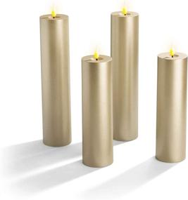 img 3 attached to 🕯️ Enhance Your Space with Gold Flameless Pillar Candles: Remote Control, 2 Inch Diameter, 4-Pack, Flickering Realistic 3D Infinity Wick Flames, Real Wax, Battery Operated