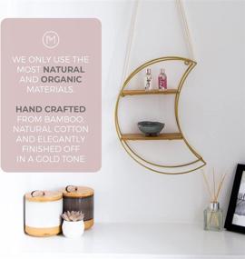 img 3 attached to 🌙 MySo Hanging Crescent Moon Shelf: Boho Chic 2 Tier Bamboo Floating Moon Shelf with Cotton Yarn (Hooks Included) - Perfect for Small Plants and Crystals. Enhance Your Living Space with Beautiful Crescent Moon Decor.