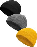 stay warm in style: satinior 3-piece winter 🧣 trawler beanie watch hat set in black, yellow, and grey логотип