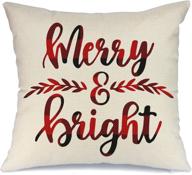 🎄 astounding aeney farmhouse christmas plaid pillow cover 18x18 inch: black and red buffalo check throw pillow for merry and bright christmas decorations! logo