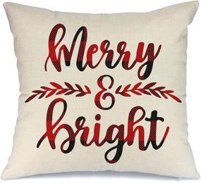 img 4 attached to 🎄 Astounding AENEY Farmhouse Christmas Plaid Pillow Cover 18x18 inch: Black and Red Buffalo Check Throw Pillow for Merry and Bright Christmas Decorations!