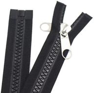 🔒 high quality meillia zipper 126 inch - black, 10# seperating plastic zipper with double silver pulls - perfect for sewing sleeping bags, boat canvas cover, and tents - large long vislon zipper (126" 320cm) logo