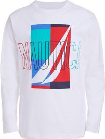 img 1 attached to 👕 Nautica Boys' Long Sleeve Graphic T-Shirt with Screen Print Design