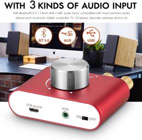 img 1 attached to Nobsound Mini Bluetooth 5.0 Power Amplifier: Hi-Fi Stereo Digital Amp 2.0 Channel 50W×2 with AUX/USB/Bluetooth Input - Red