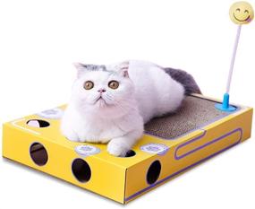 img 4 attached to 🐱 Multipurpose 3-in-1 Cat Scratcher with Busy Box Toy, Teaser Wands: Ideal Pet Kitten Toys for Entertainment and Energy Dispersion