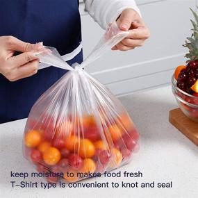 img 2 attached to 🛍️ Fooikos 14x17 Food Storage Bags - 200PCS/Roll, Clear Plastic Bags for Bread, Fruits, Vegetables - Convenient T-shirt Type Produce Bags Roll