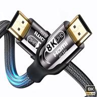 💻 10 ft 8k hdmi 2.1 cable - high speed 48gbps braided cord for 8k@60hz & 4k@120hz with hdcp 2.2 2.3 hdr 10 arc & cl3 rating - ideal for monitors, tvs, ps5, xbox. logo