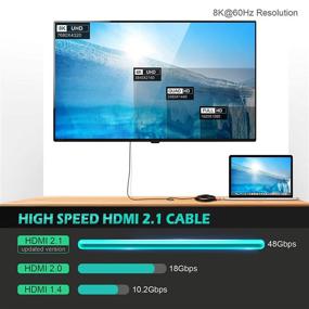img 2 attached to 💻 10 FT 8K HDMI 2.1 Cable - High Speed 48Gbps Braided Cord for 8K@60Hz & 4K@120Hz with HDCP 2.2 2.3 HDR 10 ARC & CL3 Rating - Ideal for Monitors, TVs, PS5, Xbox.