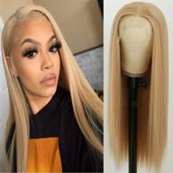 👩 maycaur blonde wig - 22 inch long straight heat resistant synthetic fiber hair lace front wigs for women logo