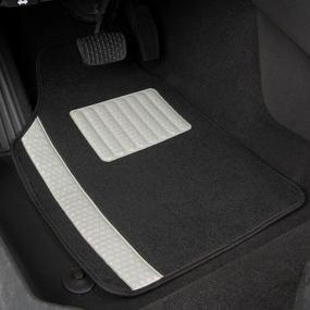 img 3 attached to 🚗 Matdology 4-Piece Universal Fit Luxe Carpet Car Floor Mats - Black with White Flower Heel Pad and Decorative Tone - Heavy Duty All Weather Protection for Vehicle Interior