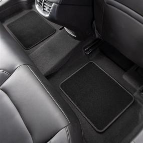 img 2 attached to 🚗 Matdology 4-Piece Universal Fit Luxe Carpet Car Floor Mats - Black with White Flower Heel Pad and Decorative Tone - Heavy Duty All Weather Protection for Vehicle Interior