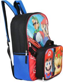 img 1 attached to 🎒 Super Mario Backpack with Insulated Lunchbox - Red/Blue, One Size: Ultimate Gaming Gear for Kids