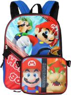 🎒 super mario backpack with insulated lunchbox - red/blue, one size: ultimate gaming gear for kids логотип