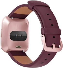 img 3 attached to 👉 Mosstek Burgundy Soft Genuine Leather Band for Fitbit Versa/Versa 2 - Compatible with Fitbit Versa Lite/Versa SE - Small Size for Men and Women