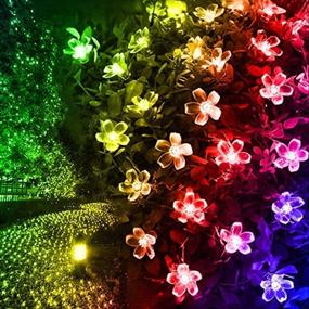 img 2 attached to 🌸 GIGALUMI Pack of 2 Solar Flower String Lights, Outdoor Solar Fairy Lights 23 Feet with 50 LED Cherry Blossoms - Ideal for Home, Lawn, Wedding, Patio, Party and Holiday Decorations - Multicolor