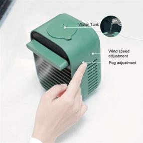 img 2 attached to Portable Mini Air Conditioner Fan with USB, Quiet Air Humidifier Purifier, Adjustable Wind Speeds - Ideal for Office Desk, Dorm, and Bedroom Use