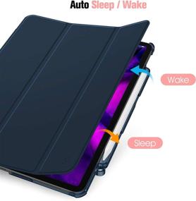 img 2 attached to 📱 Чехол CaseBot SlimShell для iPad Pro 12,9" 4-го и 3-го поколений 2020/2018 с держателем для карандаша - легкий синий накладка, прозрачная матовая подставка, автоматическое пробуждение/сон.