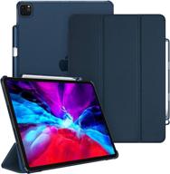 📱 casebot slimshell case for ipad pro 12.9" 4th & 3rd generation 2020/2018 with pencil holder - lightweight navy cover, translucent frosted stand, auto wake/sleep logo