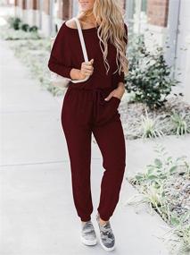 img 2 attached to ANRABESS Women's Long Sleeve Crewneck One Off Shoulder Romper Jumpsuit with Pockets – Casual & Stretchy, Elastic Waist