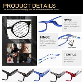 img 2 attached to 👓 5-Pack of Reading Glasses with Spring Hinges for Men and Women, Anti-Glare Filter, Lightweight Eyeglasses with +2.5 Strength