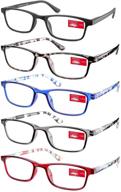 👓 5-pack of reading glasses with spring hinges for men and women, anti-glare filter, lightweight eyeglasses with +2.5 strength logo