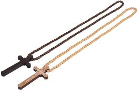 img 2 attached to 📿 Lulonpon 2PCS Wood Cross Necklace Set: Handmade Wooden Bead Rosary & Crucifix Pendant