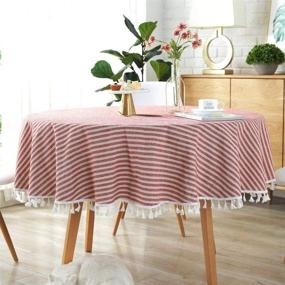 img 1 attached to 🍽️ Lahome Stripe Tassel Tablecloth for Restaurants: Add Style and Elegance to Your Dining Experience