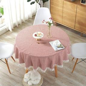 img 3 attached to 🍽️ Lahome Stripe Tassel Tablecloth for Restaurants: Add Style and Elegance to Your Dining Experience