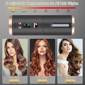 img 1 attached to 🔌 Cordless Ceramic Curling Iron: MASALING Auto Hair Curler with LED Display - Portable Curling Wand for Long Hair (Gold)