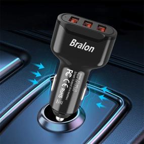 img 3 attached to Автомобильное зарядное устройство Bralon USB 24W / 4.8A 3-портовое быстрое зарядное устройство для iPhone 11/11 Pro(Max)/XS(Max)/X/8 7 6 S Plus, Galaxy S10 S9 S8 S7 S6, iPad, Mp3 и других устройств.