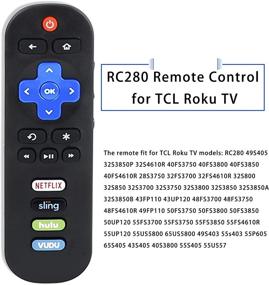 img 1 attached to RC280 Remote Control for TCL Roku TV RC280 - Netflix, Sling, Hulu, VUDU Compatible - 49S405 28S3750 32FS3700 and More!