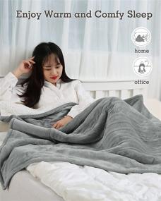 img 2 attached to 🔥 Flannel & Sherpa Reversible Heated Electric Blanket Throw - Fast Heating, ETL Certified with 6 Heat Levels & 8 Hour Auto Shut-Off, 50"x60" Size, Ideal for Home Office Use, Machine Washable