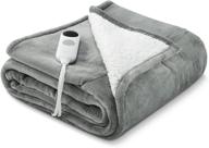 🔥 flannel & sherpa reversible heated electric blanket throw - fast heating, etl certified with 6 heat levels & 8 hour auto shut-off, 50"x60" size, ideal for home office use, machine washable logo