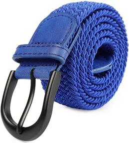 img 2 attached to Elastic Buckle Leather Men's Accessories with Braided Stretch Design