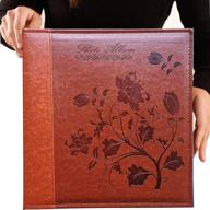 📷 premium brown leather photo album: large 5x7 size, 360 pockets, vintage cover, ideal for family, baby, wedding & travel memories logo