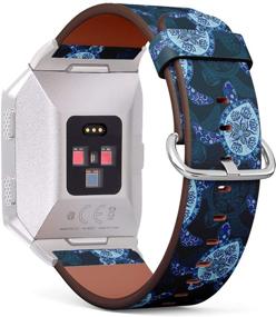 img 2 attached to 🐢 Trendy Leather Watch Band for Fitbit Ionic - Stylish Bracelet with Stainless Steel Clasp and Adapters (Featuring Fun Turtle Design)