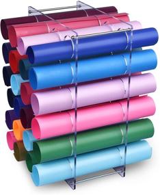 img 4 attached to 🗂️ DROLE Vinyl Roll Storage Rack: Efficient Craft Room Organizers for 24 Vinyl Rolls, 1.96" Holes