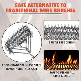 img 3 attached to 🔥 Revolutionary Pure Grill 3-in-1 Stainless Steel Bristle Free Wire Brush for Effortless BBQ Grate Cleaning and Scrubbing