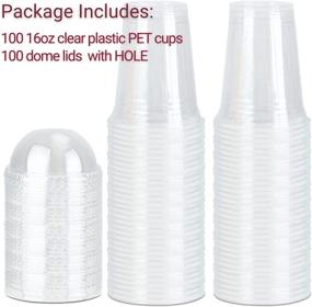 img 3 attached to Clear Plastic Cups Dome Lids Household Supplies for Paper & Plastic