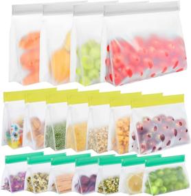 img 4 attached to 🥪 BPA Free Reusable Sandwich Bags, Food Storage Bags, and Snack Bags - Leakproof Lunch Bags for Meat, Fruit, Veggies - Includes Reusable Freezer Bags and Gallon Bags - 18 Pack