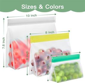 img 3 attached to 🥪 BPA Free Reusable Sandwich Bags, Food Storage Bags, and Snack Bags - Leakproof Lunch Bags for Meat, Fruit, Veggies - Includes Reusable Freezer Bags and Gallon Bags - 18 Pack