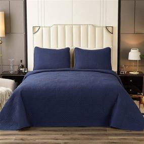 img 4 attached to 🛏️ DONI King Size Blue Bedspread Set - 3-Piece Reversible King Quilt Set Including 1 Quilt and 2 Pillow Shams for All Seasons - Soft Lightweight Coverlet Set for Bedroom, Guest Room, and Hotel Room