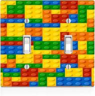 🧱 colorful bricks design printed image double light switch plate - trendy accessories, size 4.75" x 4.75 логотип