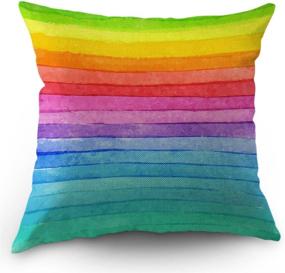 img 4 attached to Moslion Summer Rainbow Stripes Pillow Cover - Cotton Linen Decorative Throw Cushion Case 18 x 18 Inch for Sofa, Bedroom - Men Women Multicolor