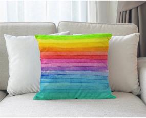 img 2 attached to Moslion Summer Rainbow Stripes Pillow Cover - Cotton Linen Decorative Throw Cushion Case 18 x 18 Inch for Sofa, Bedroom - Men Women Multicolor